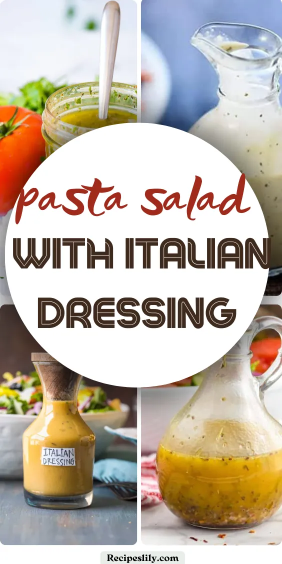 A colorful bowl of pasta salad with Italian dressing representing the delicious contents of the article.