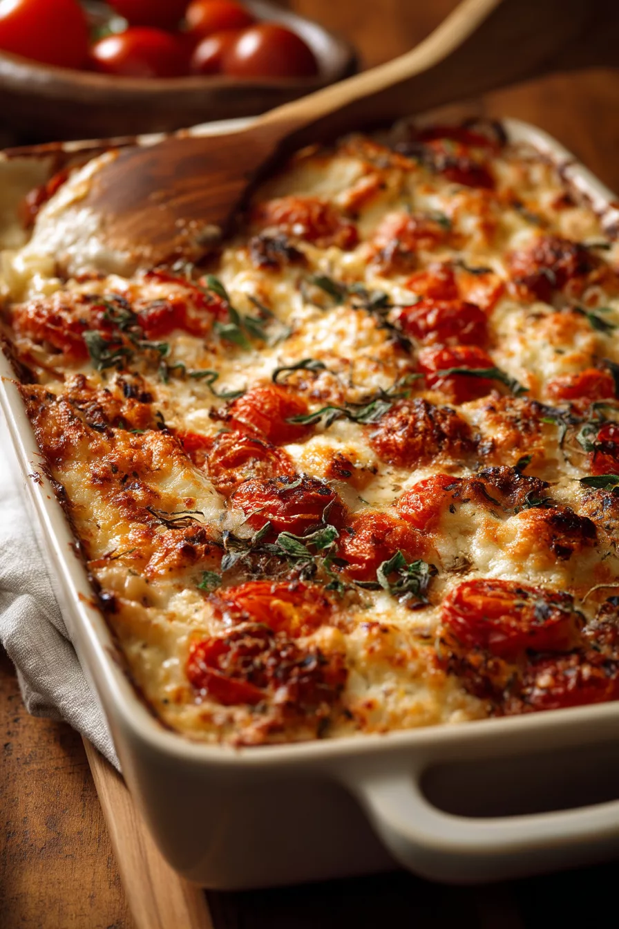 cheesy white bean tomato bake