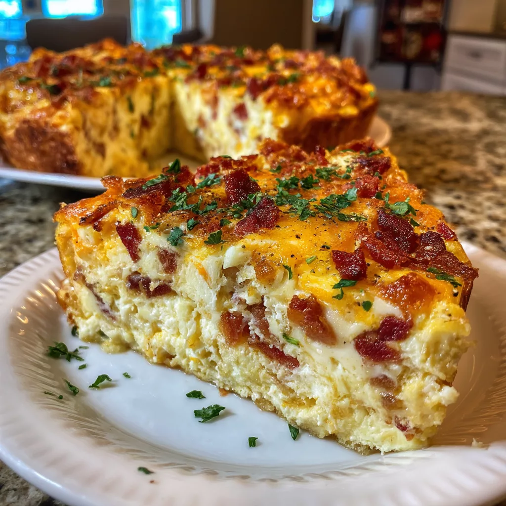 Cheese & Bacon Strata Cake – Breakfast Casserole