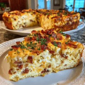 Cheese & Bacon Strata Cake – Breakfast Casserole