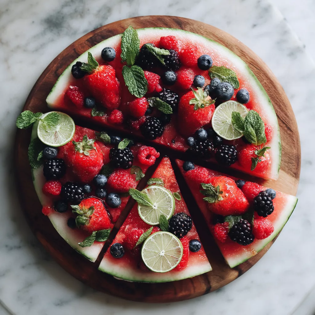 Fresh Watermelon Pizza with Berries and Mint