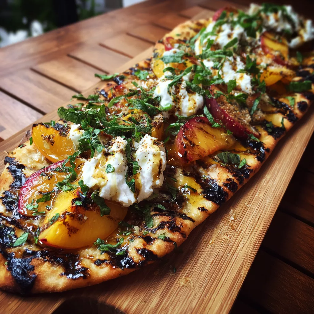 Grilled Peach Burrata Flatbread