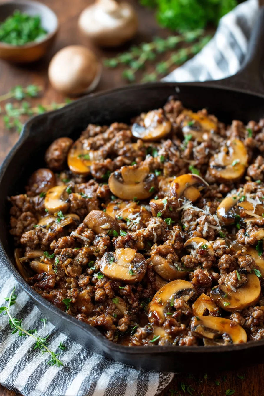 Ground Beef and Mushroom Skillet Recipe