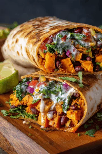 Vegan Sweet Potato and Bean Burritos