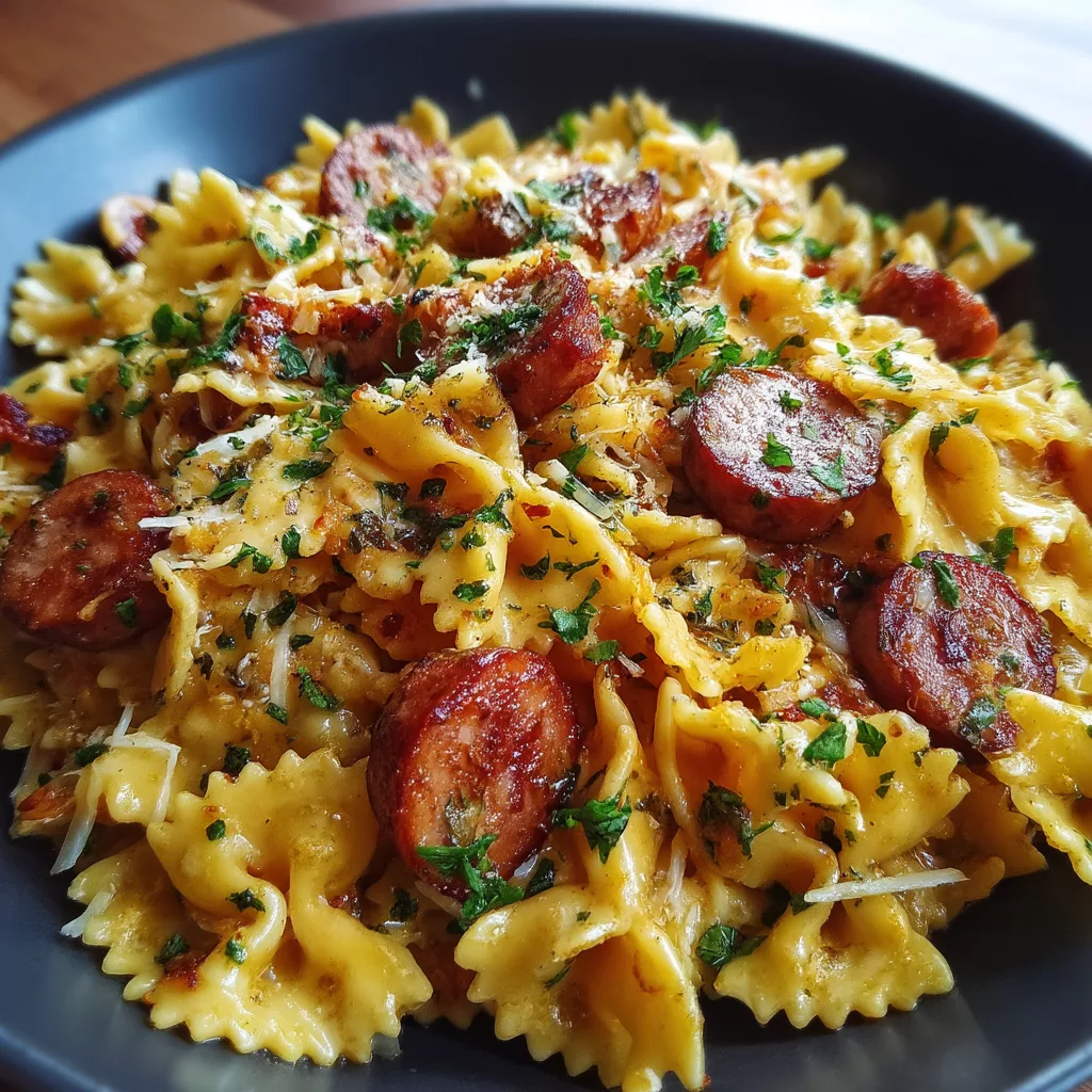 cheesy kielbasa pasta