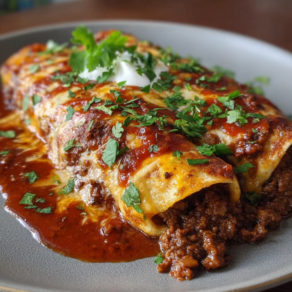 ground beef enchiladas with red sauce