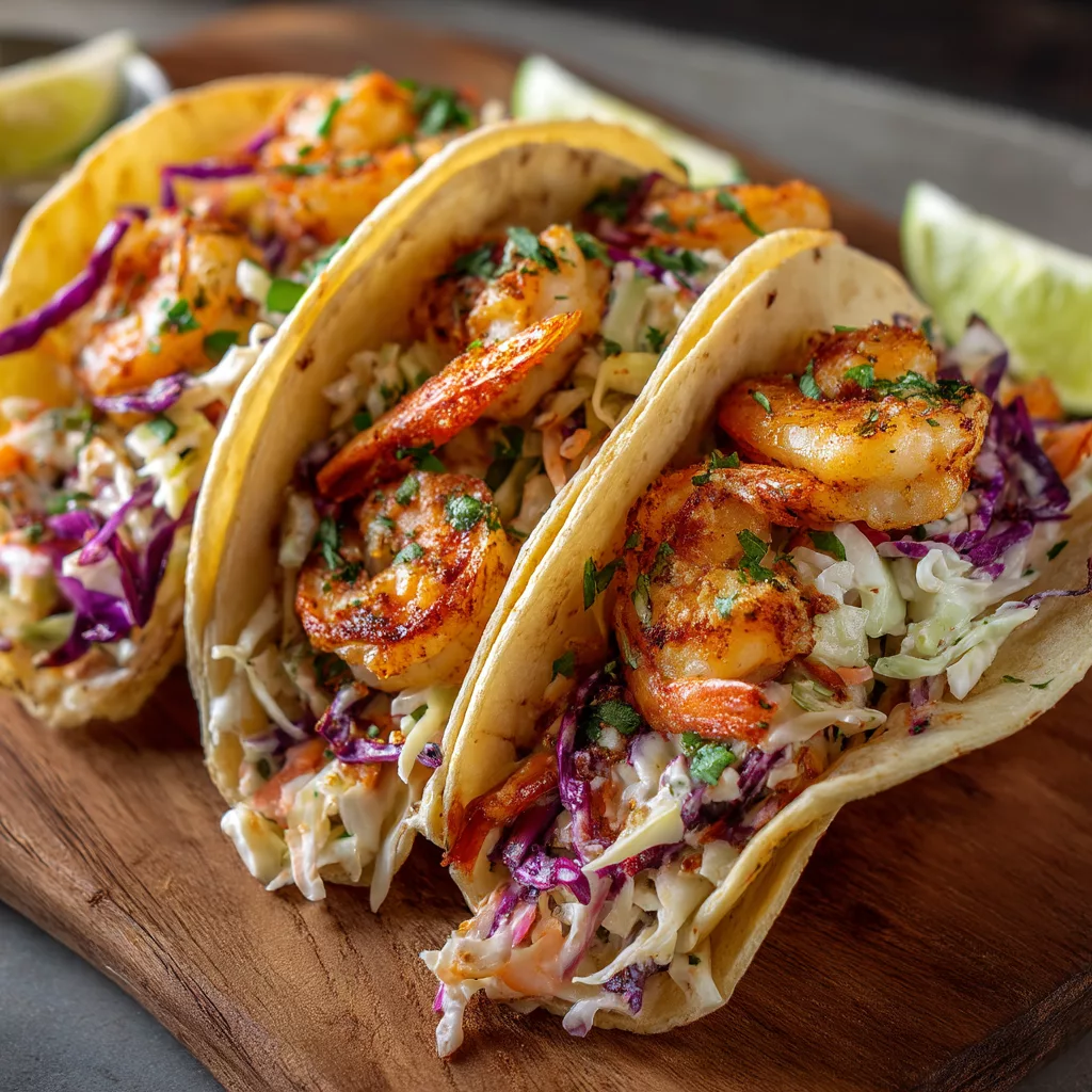 shrimp tacos with cabbage slaw