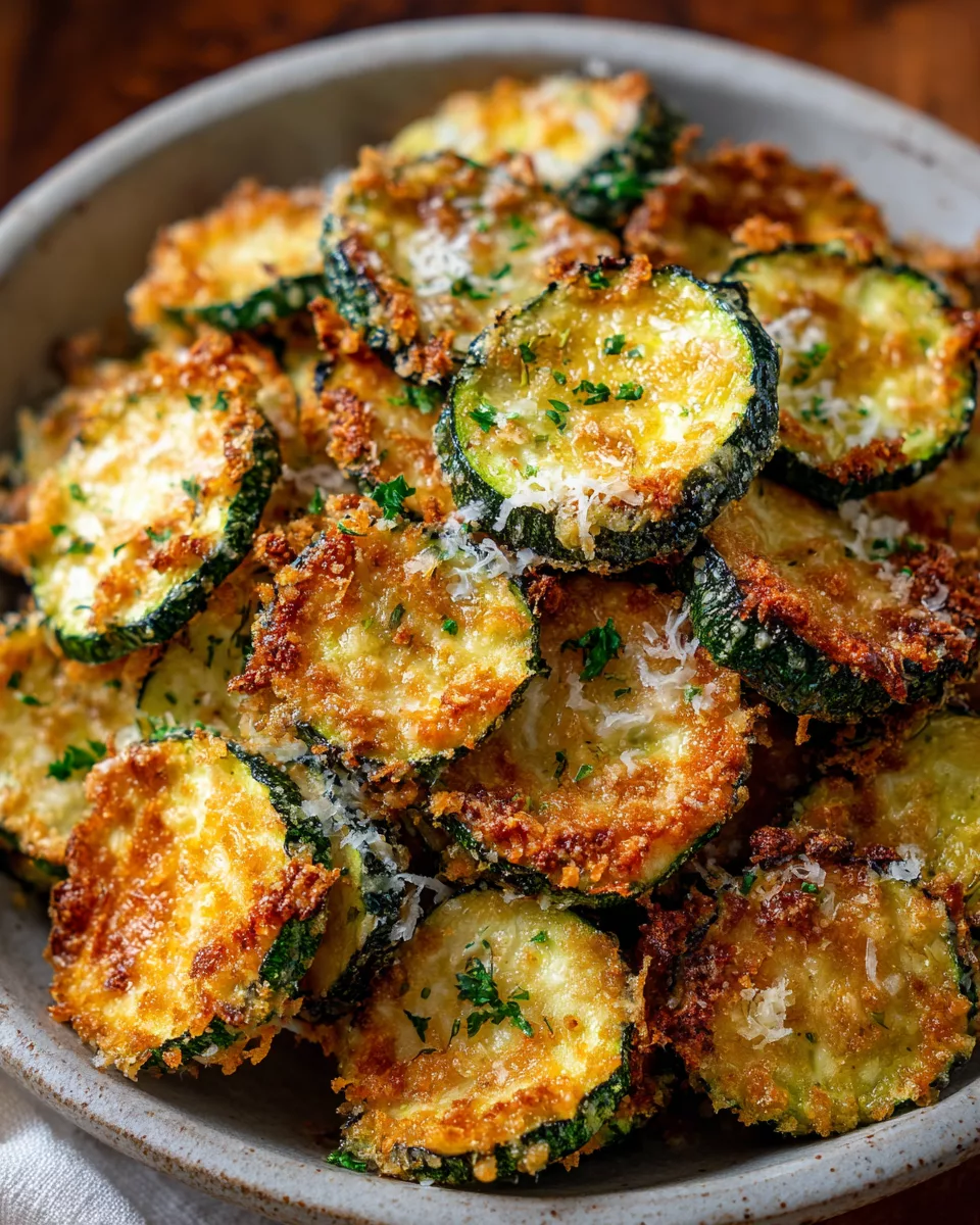 Crispy air fryer zucchini chips with parmesan