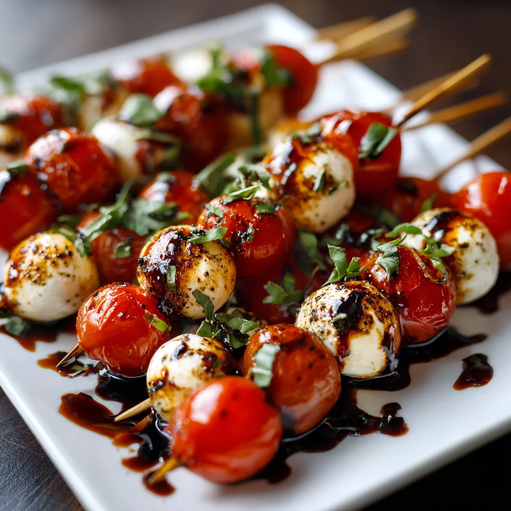 Mini Caprese Skewers with Balsamic Glaze