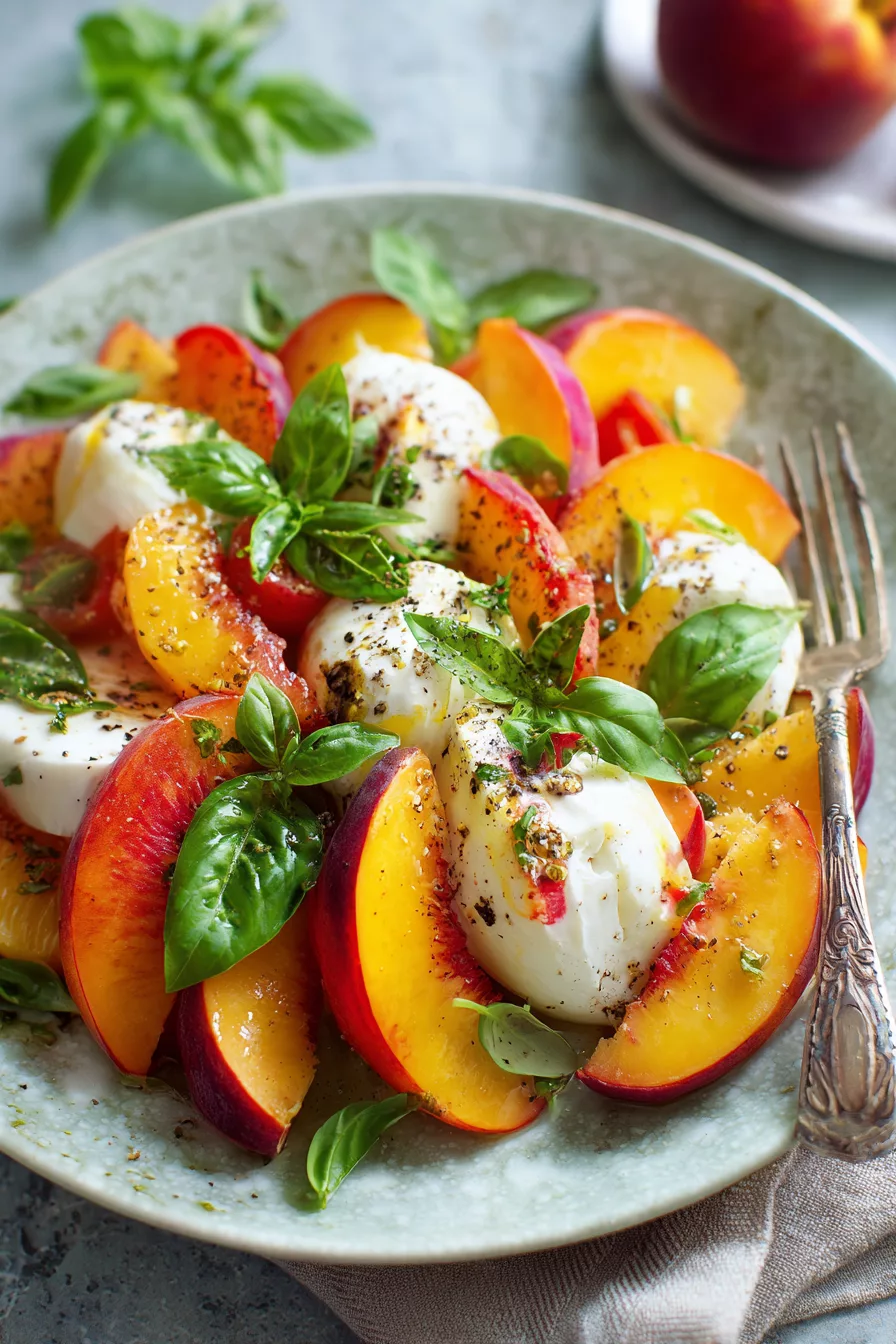 Peach Burrata Salad with Basil