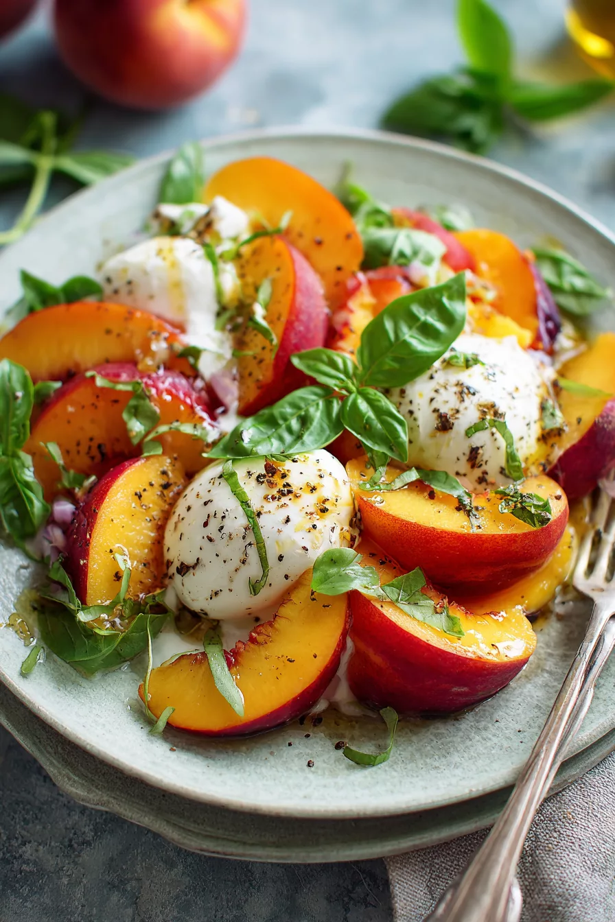 Peach Burrata Salad with Basil