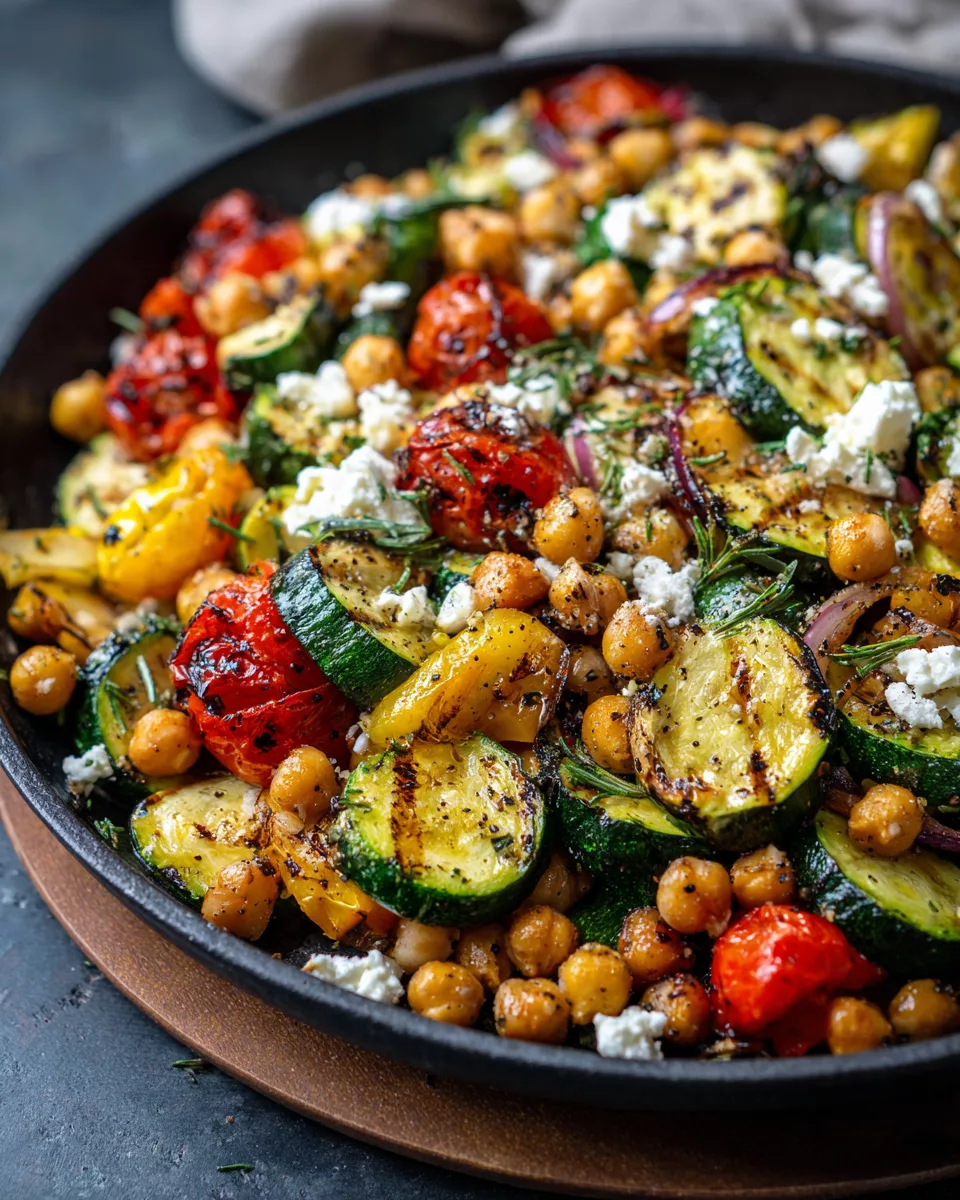 Roasted zucchini chickpea salad