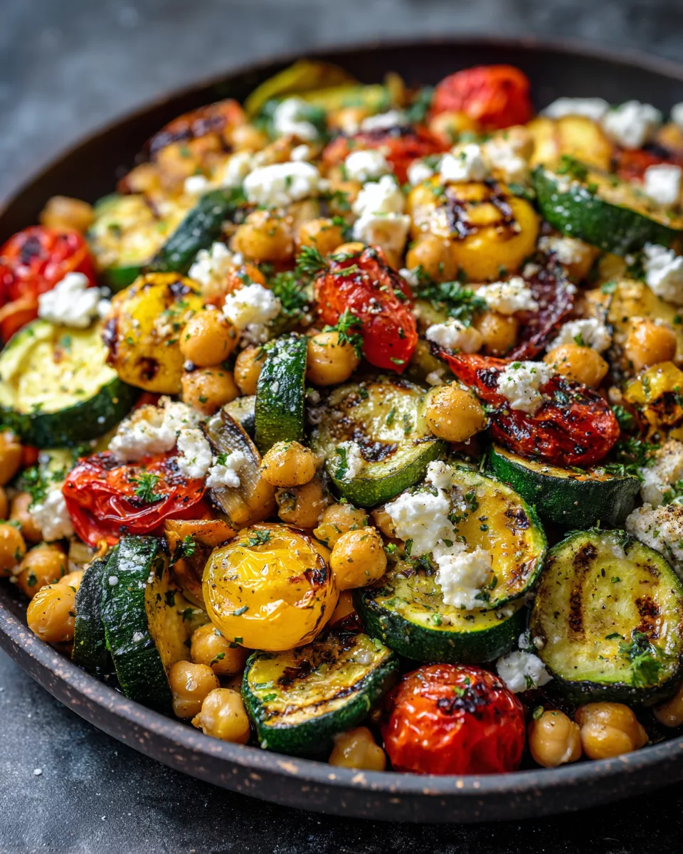 Roasted zucchini chickpea salad