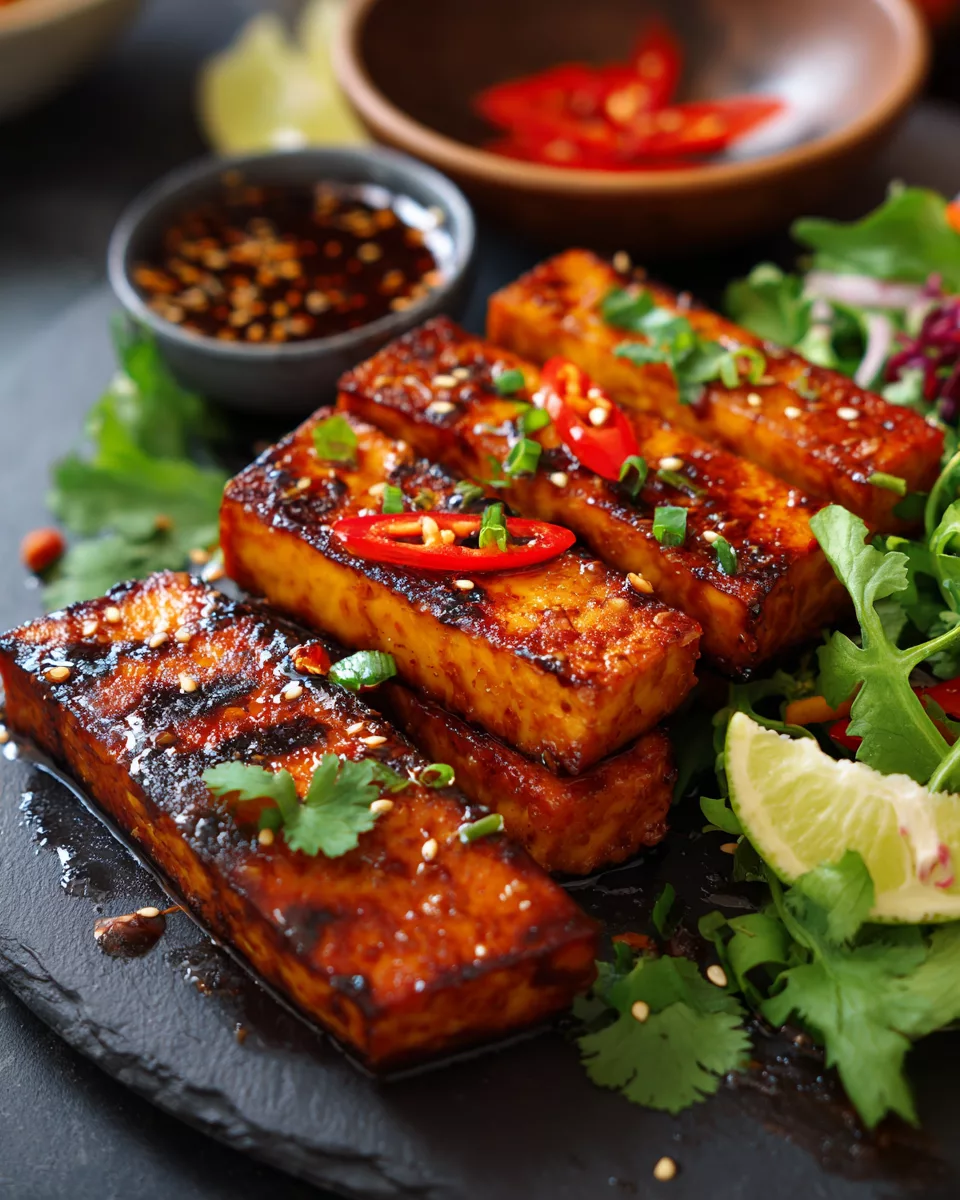 Sriracha honey grilled tofu