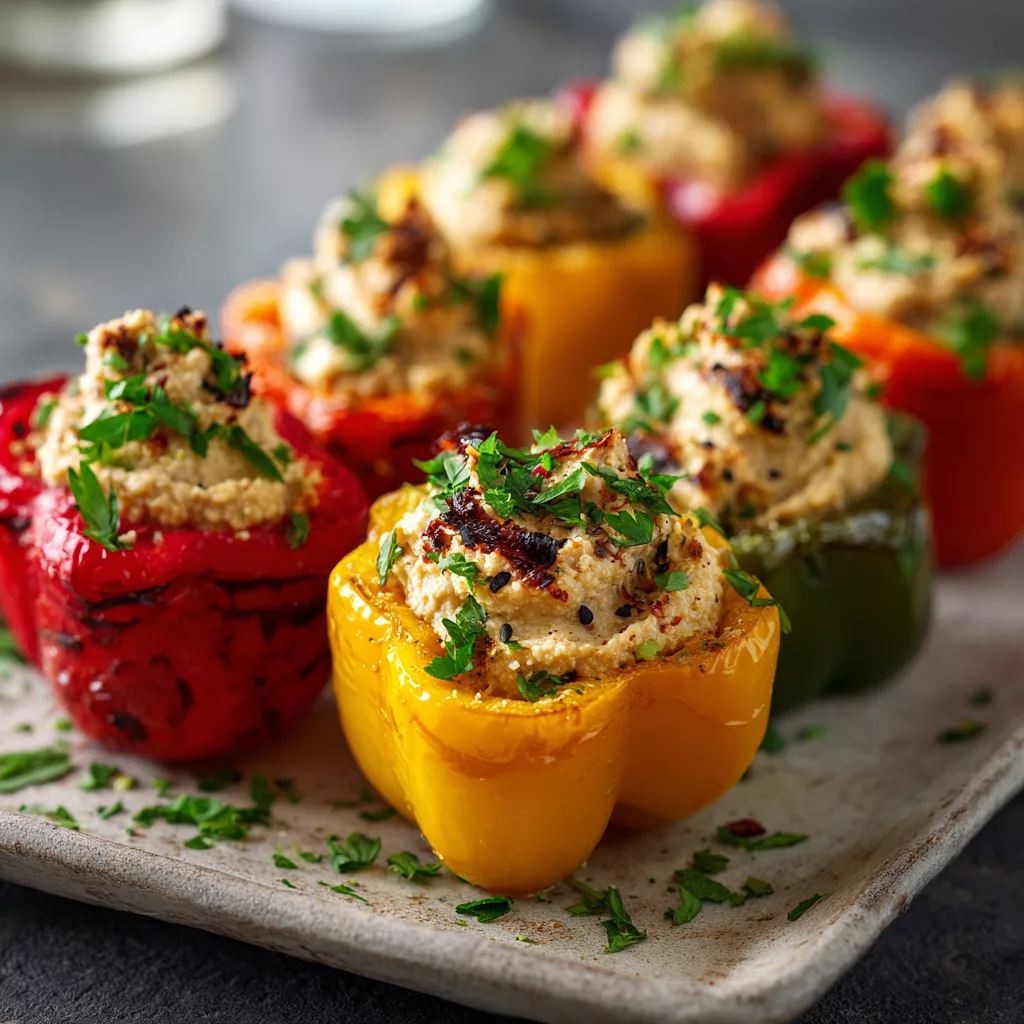 Stuffed Mini Bell Peppers with Hummus