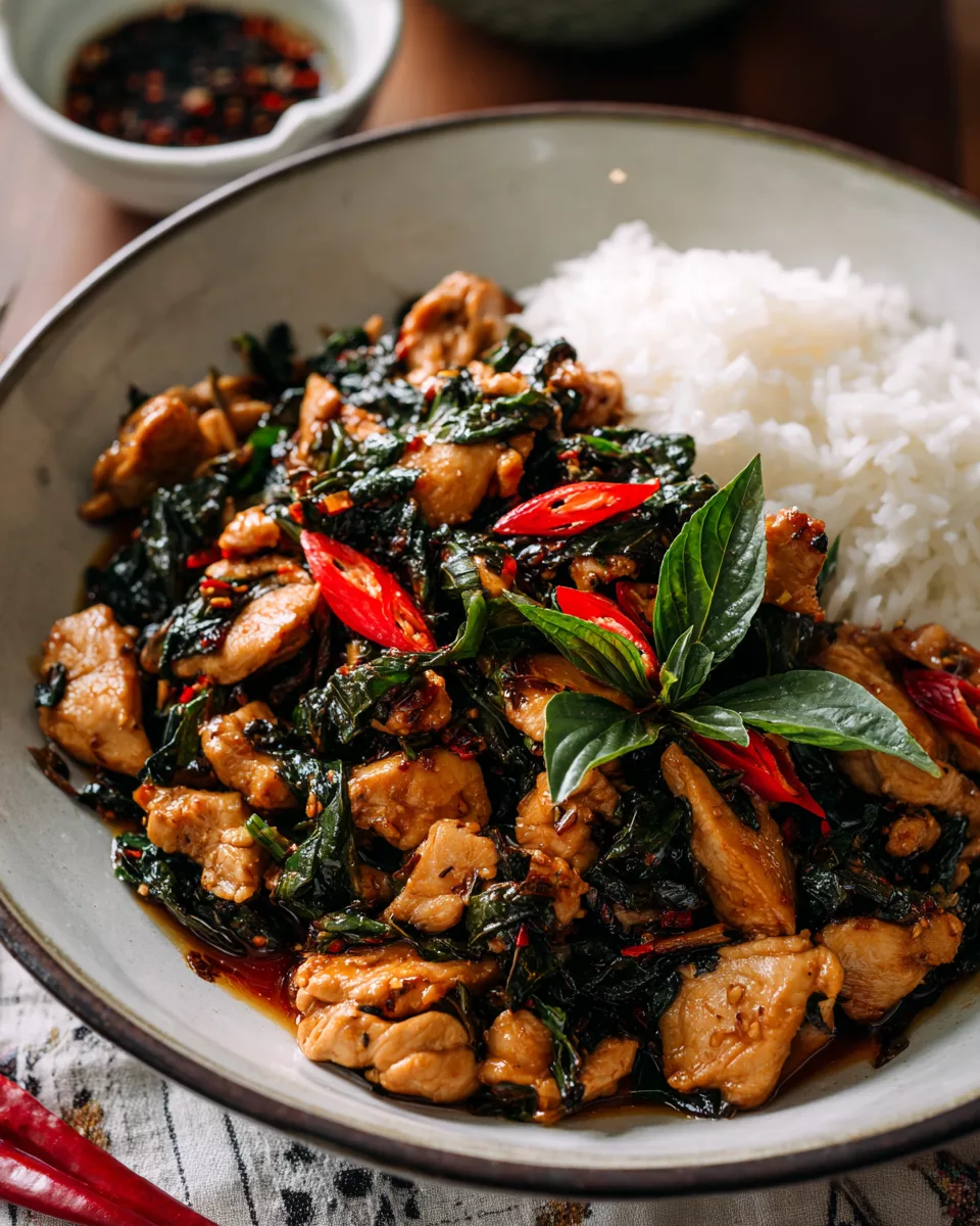 Thai basil chicken stir fry