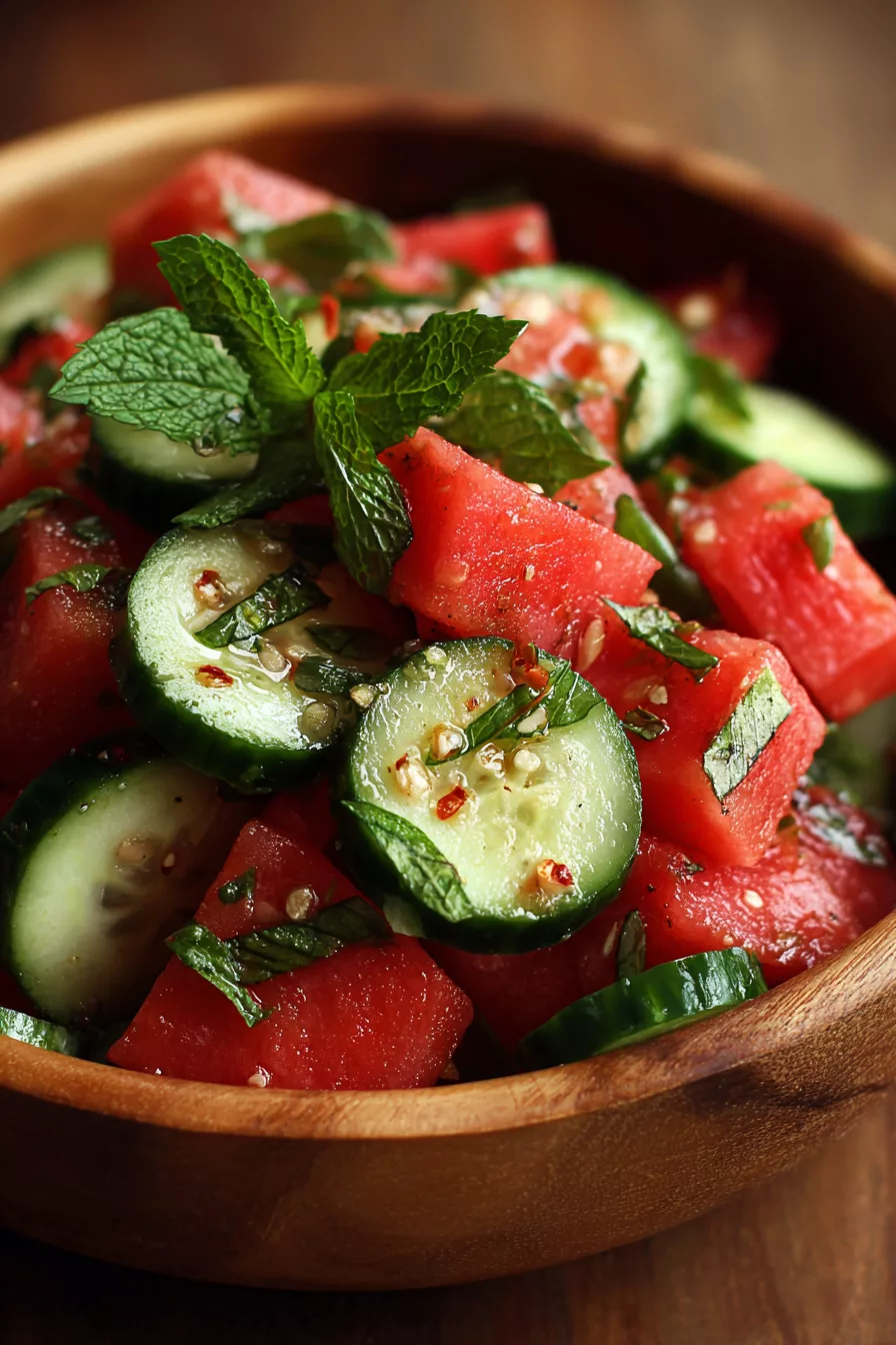 Watermelon Cucumber Mint Salad