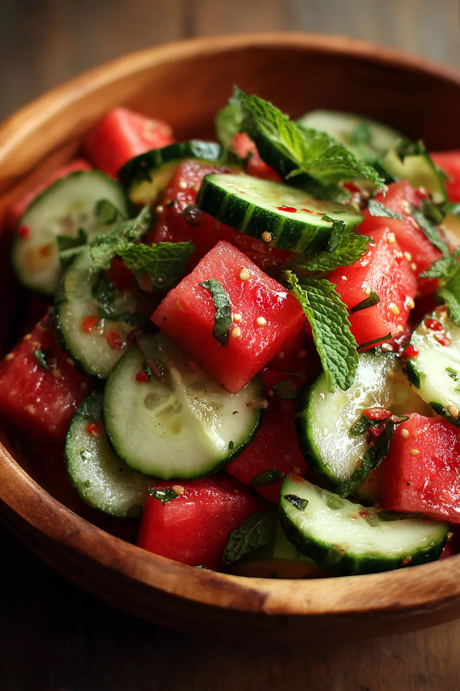 Watermelon Cucumber Mint Salad