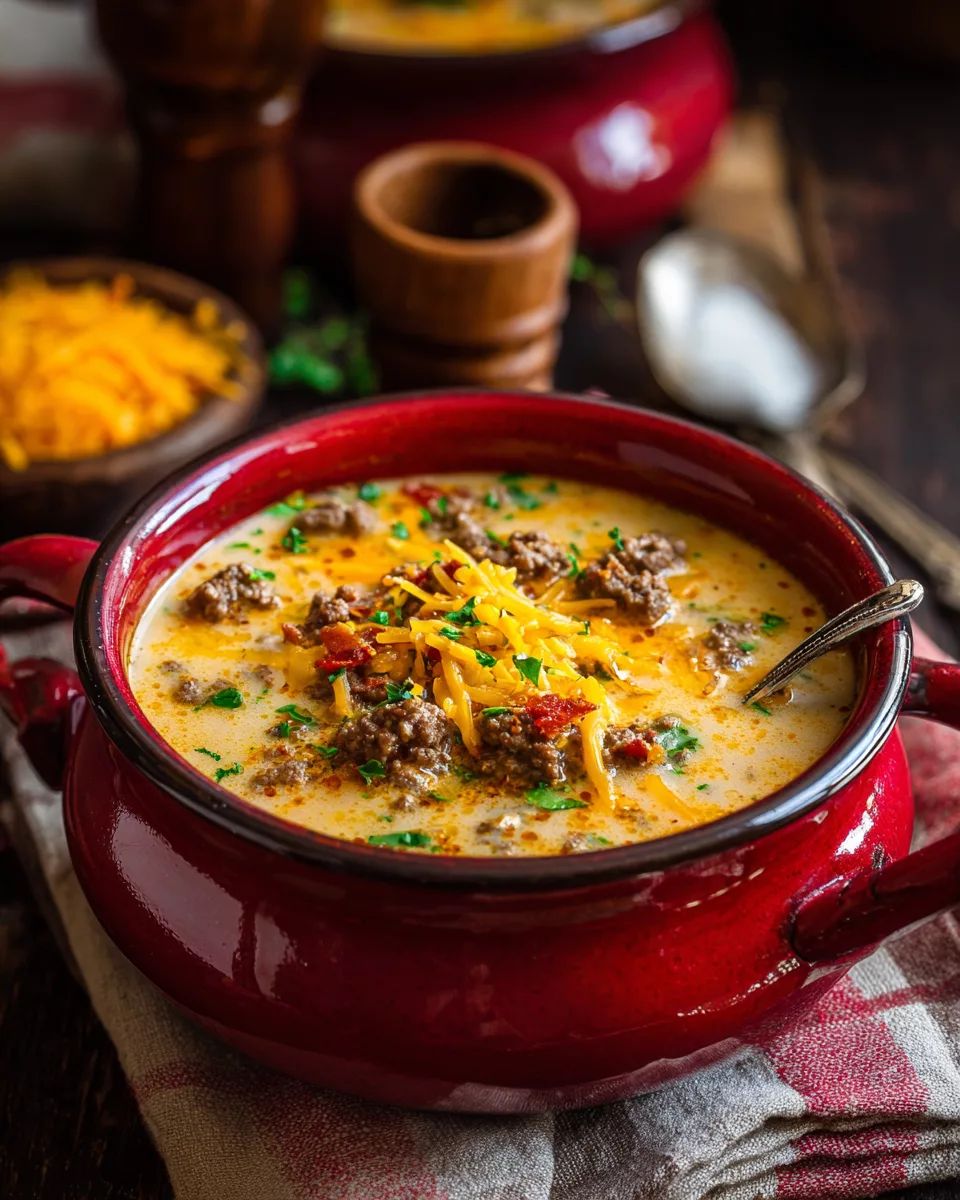 Cheesy Beef and Potato Soup