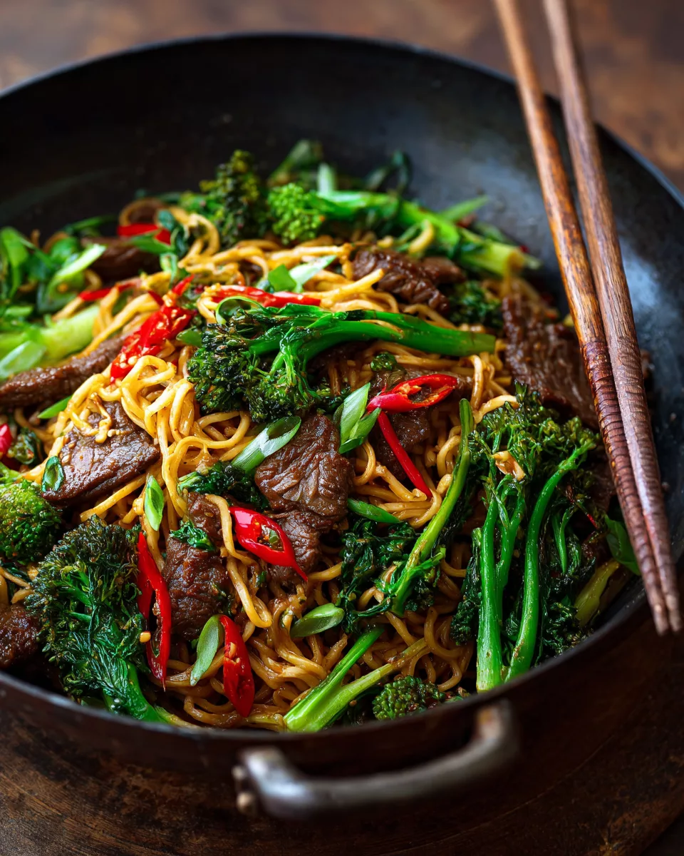 Chinese Crispy Beef & Broccoli Noodles
