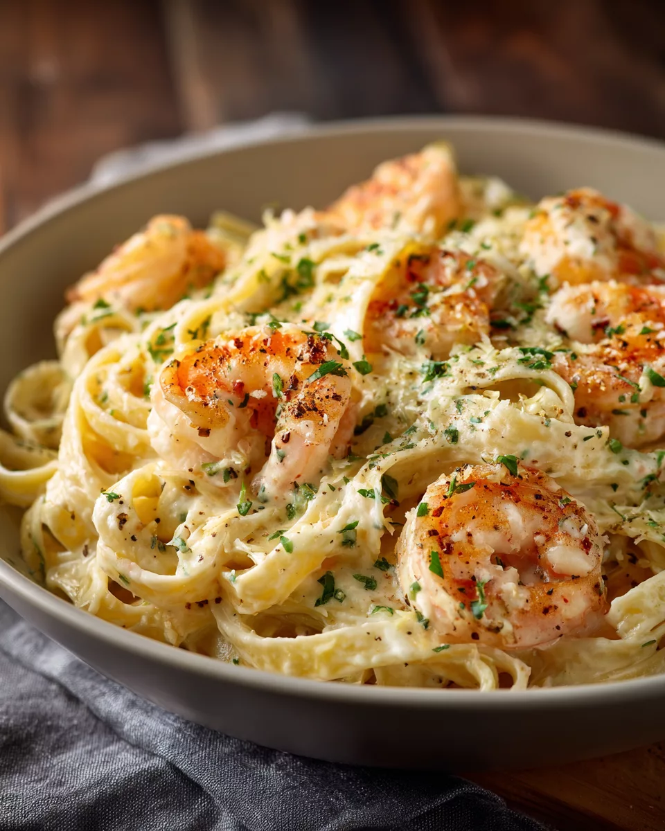 Creamy Shrimp Fettuccine Pasta with Homemade Alfredo Sauce