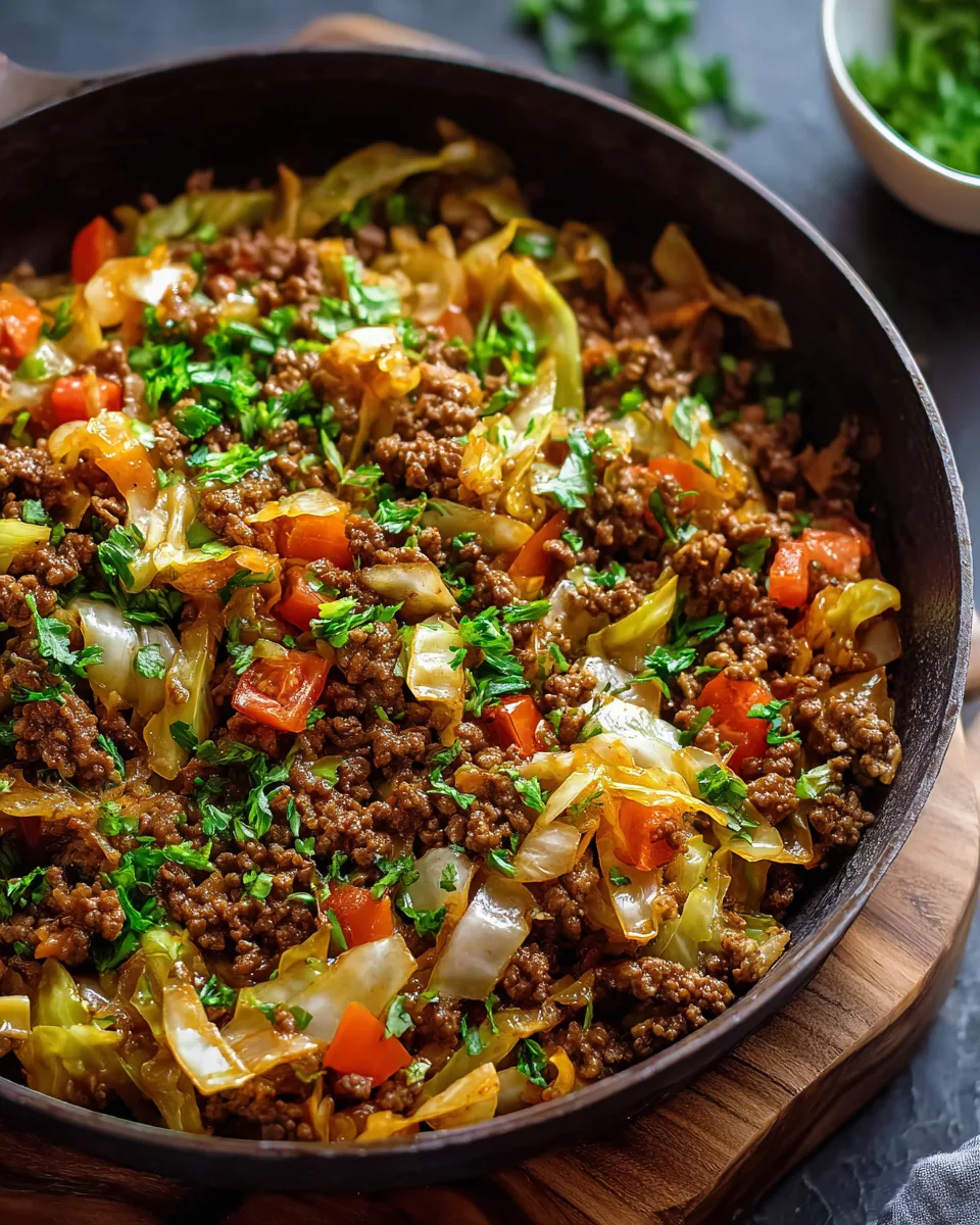 Ground Beef and Chopped Cabbage
