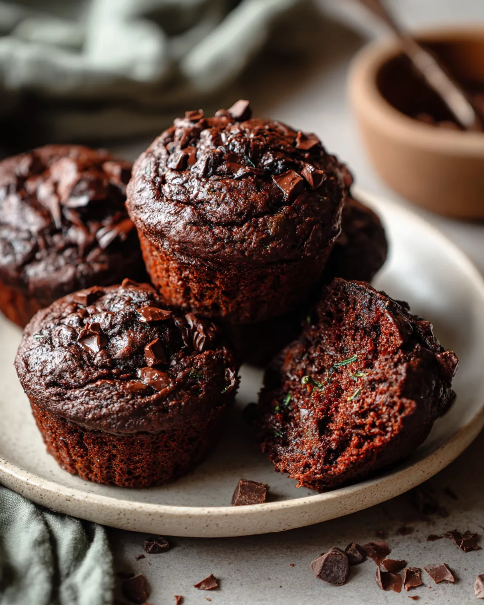 Healthy & Moist Chocolate Zucchini Muffins