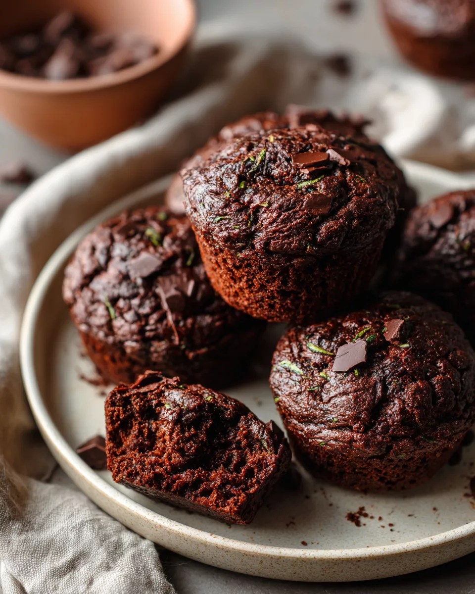Healthy & Moist Chocolate Zucchini Muffins