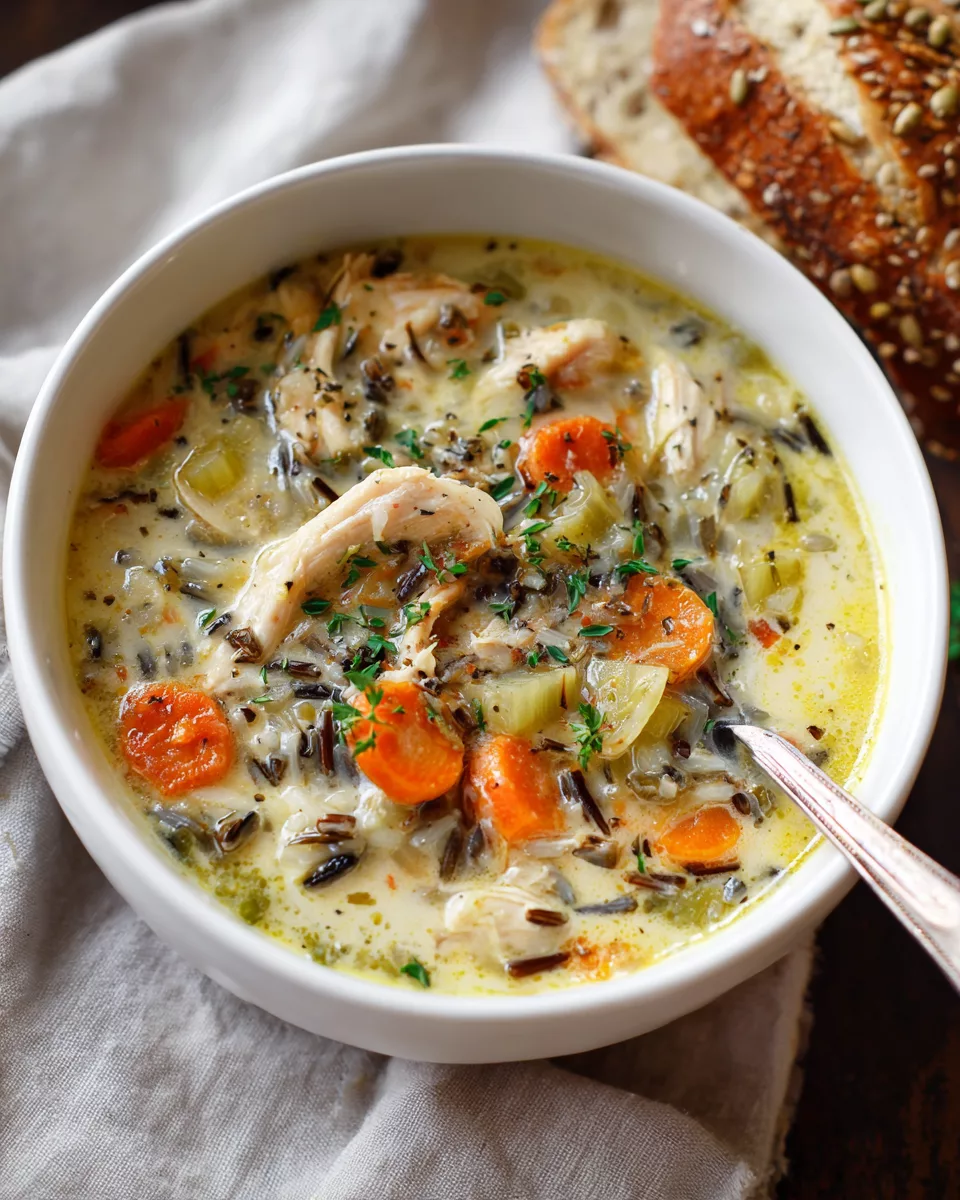 SLOW COOKER CHICKEN AND WILD RICE SOUP
