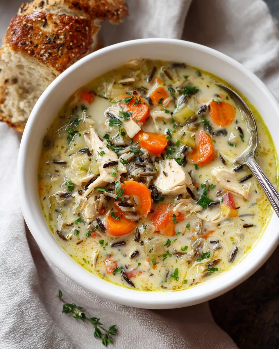 SLOW COOKER CHICKEN AND WILD RICE SOUP