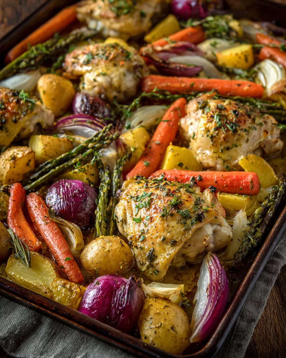 Sheet Pan Honey-Dijon Chicken and Vegetables