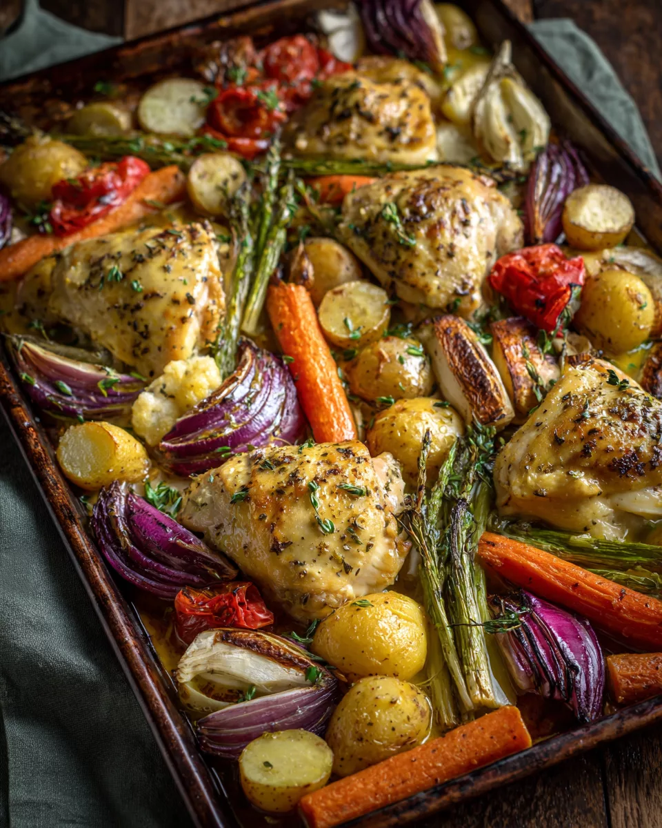 Sheet Pan Honey-Dijon Chicken and Vegetables