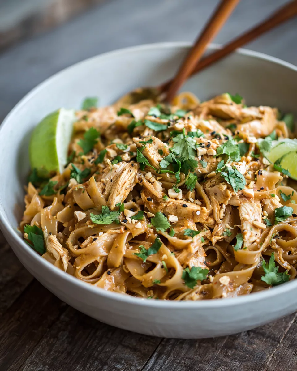 Slow Cooker Chicken Peanut Noodles