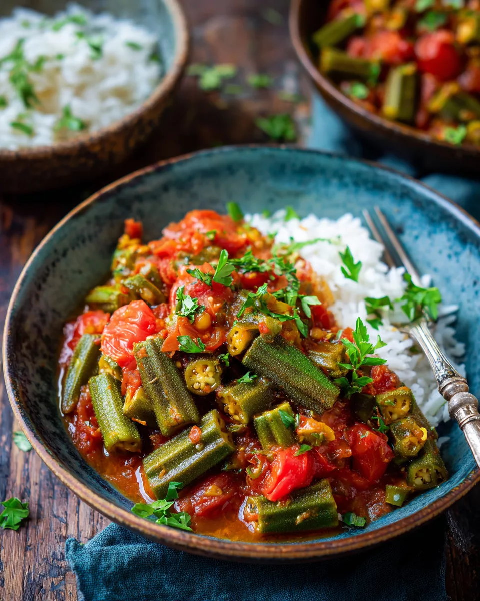 Vegan Stewed Okras and Tomatoes