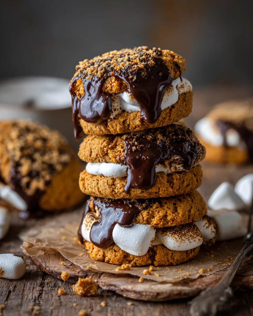pumpkin smores cookies