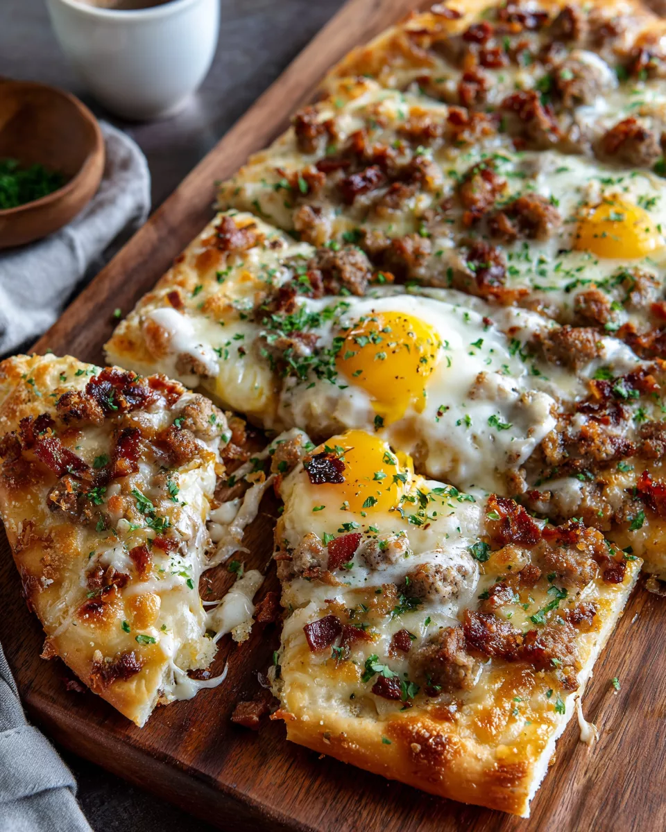 Breakfast Pizza with Biscuits & Sausage Gravy