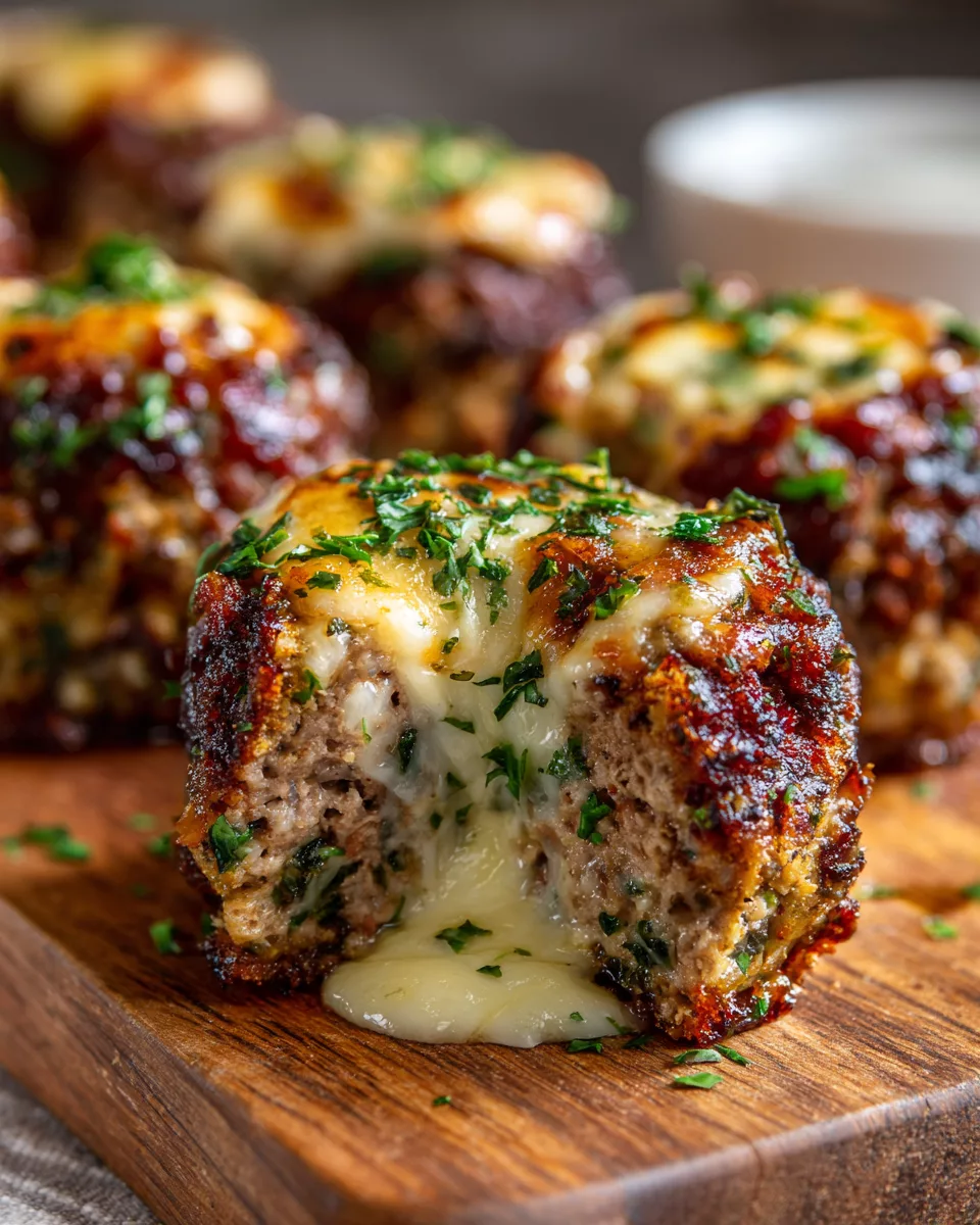Cheesy Stuffed Meatloaf Bites