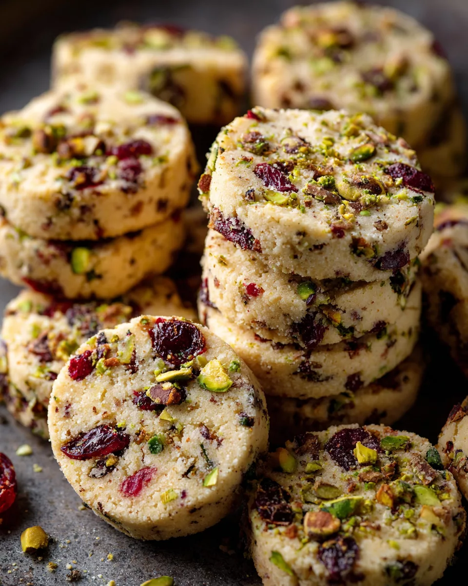 Cranberry Pistachio Shortbread Cookies