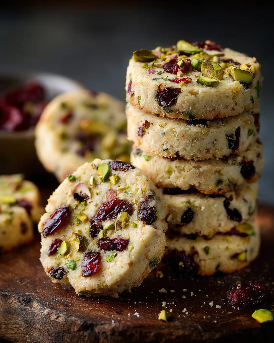 Cranberry Pistachio Shortbread Cookies