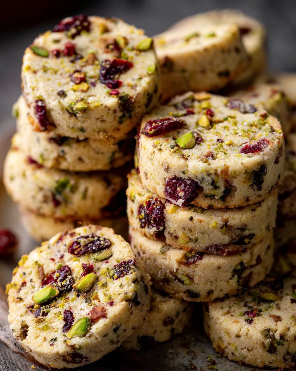 Cranberry Pistachio Shortbread Cookies