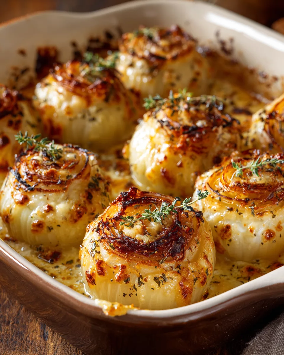 Creamy Baked Onions with Asiago Cheese