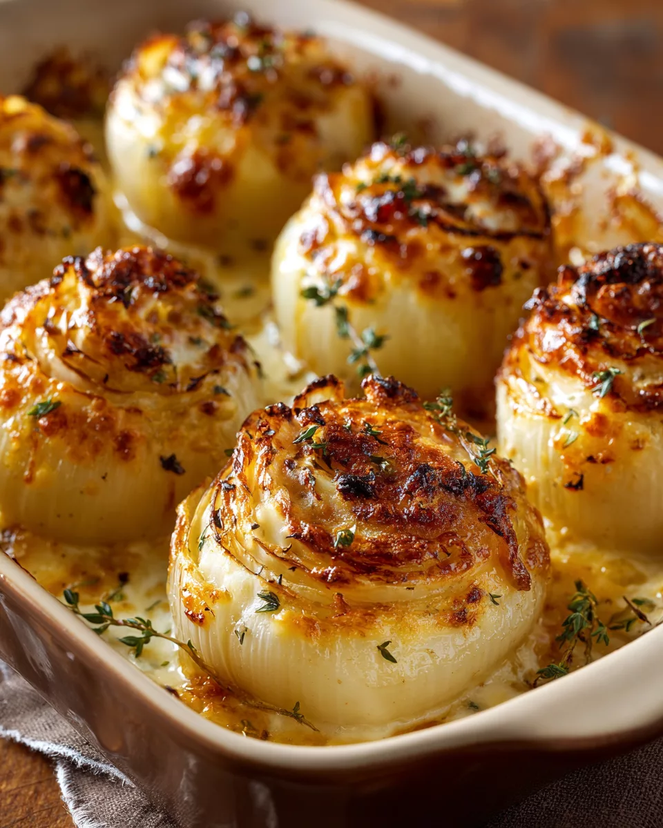 Creamy Baked Onions with Asiago Cheese