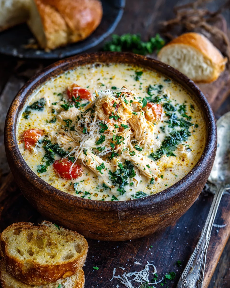 Crock Pot Creamy Chicken Parmesan Soup