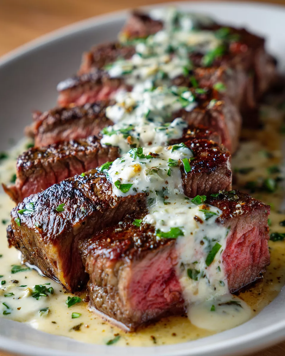 Garlic Butter Steak with Parmesan Cream Sauce