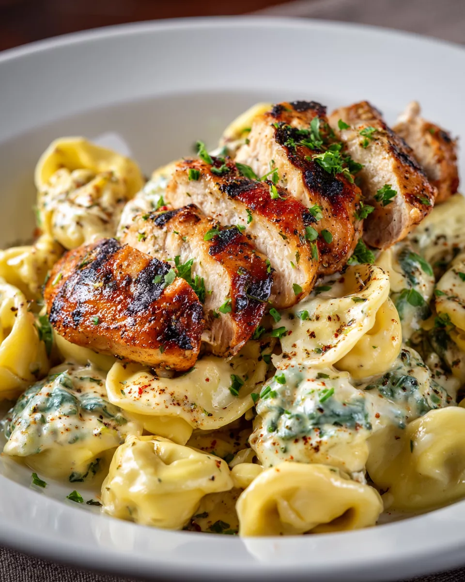 Asiago Tortellini Alfredo with Grilled Chicken