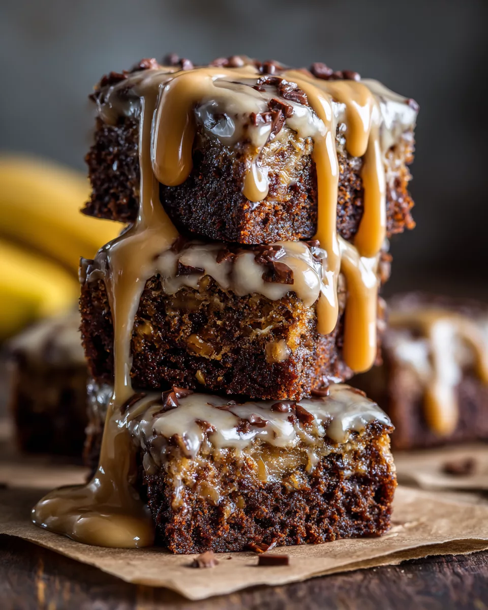 Banana Bread Brownies with Glaze