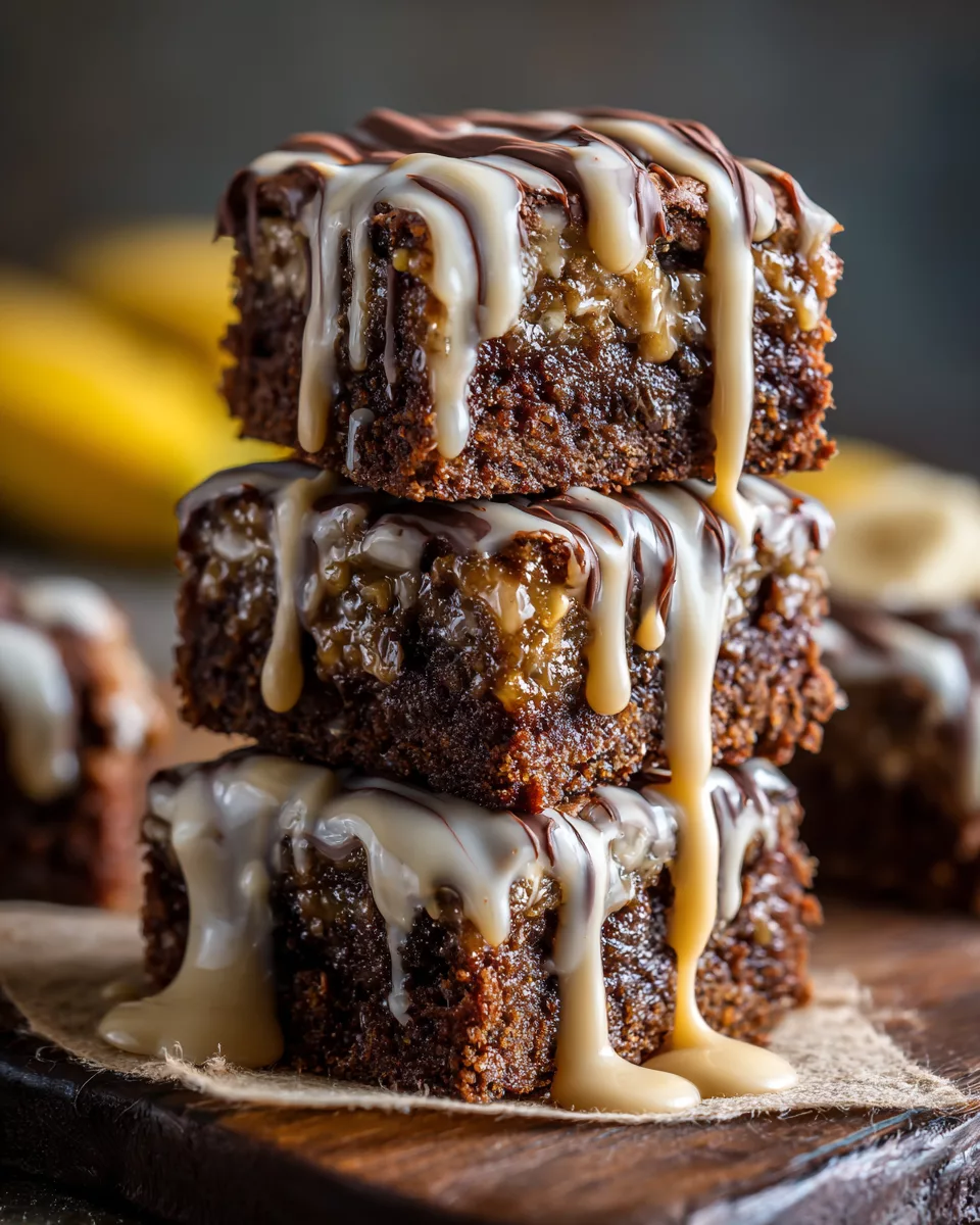 Banana Bread Brownies with Glaze