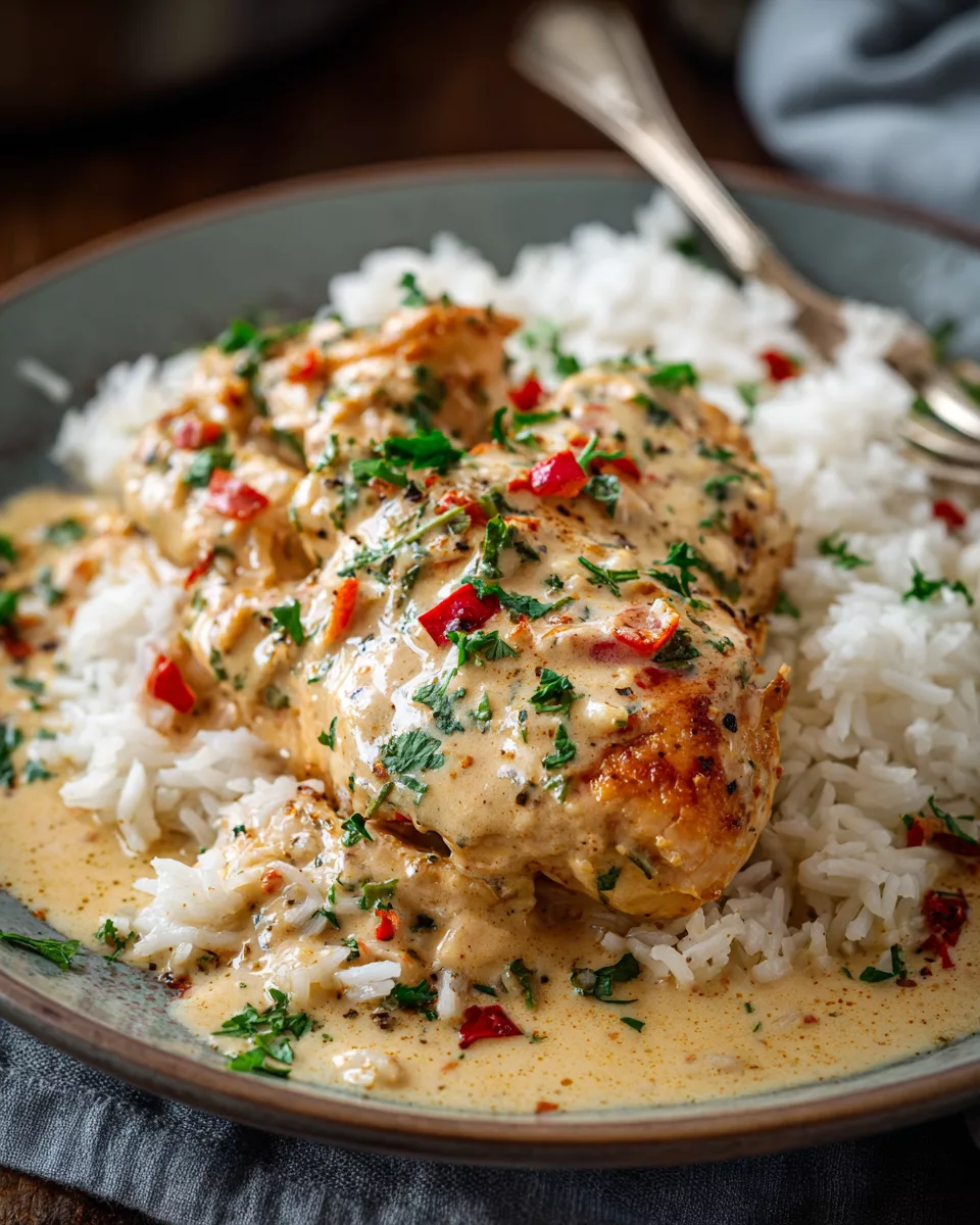 Creamy Smothered Chicken with Rice