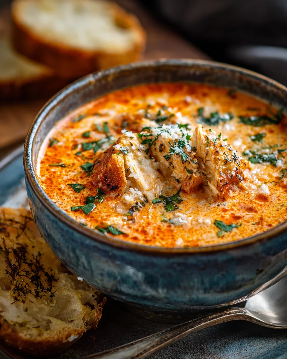 Crock Pot Creamy Chicken Parmesan Soup