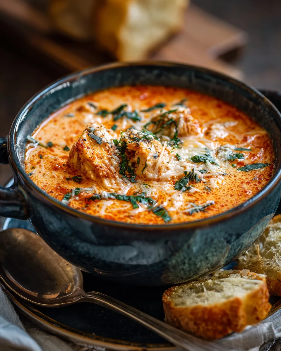 Crock Pot Creamy Chicken Parmesan Soup